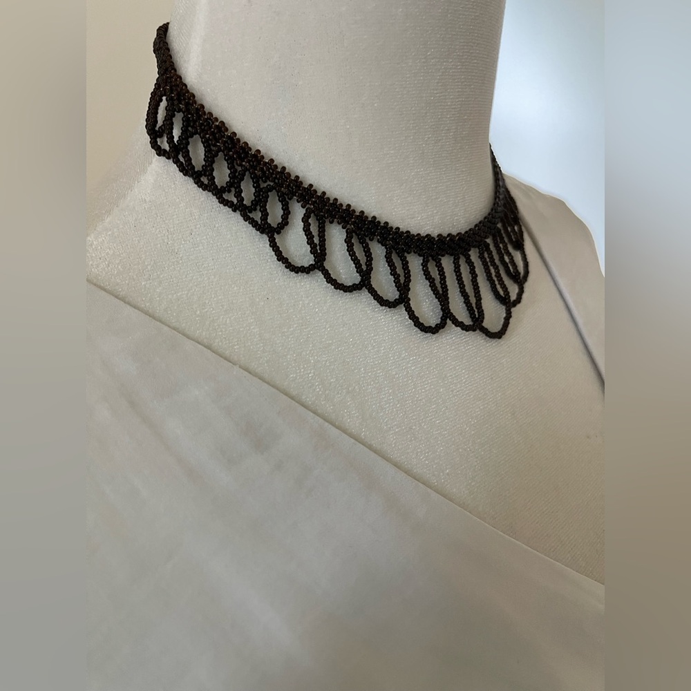 Brown Handmade Beaded Choker Necklace